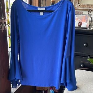 Carmen Royal Blue Bell Sleeve Blouse